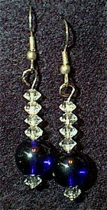 Swarovski Crystal Diamonds & Cobalt Glass Beaded Wire Earrings