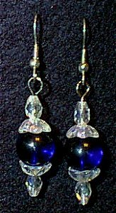 Crystal & Cobalt Glass Beaded Wire Earrings