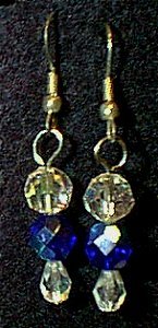 Swarovski Crystal & Cobalt Czeck Glass Beaded Wire Earrings