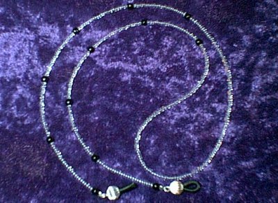 24" Small Crystal Clear Beaded Eyeglass Chain w Black