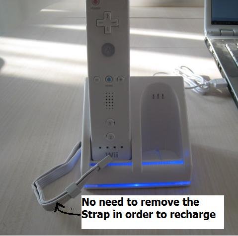 BLUE LED LIGHT Wii Remote Dual Charger Charge Station