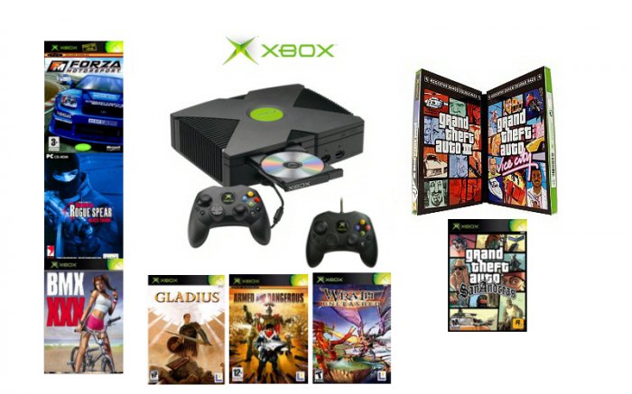 Xbox "GTA San Andreas Ultimate Bundle"- 9 Games + 2 Controllers