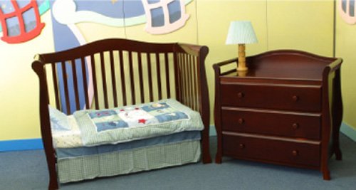 Giovanni Rizzo Venice Cherry Full Size Baby Crib Set with 3 Drawer Changer MSRP $1299.99