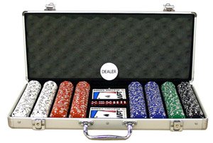 400PC 13.5GRAM PRO CLAY DOUBLE SUIT POKER CHIP SET WITH ALUMINUM CASE