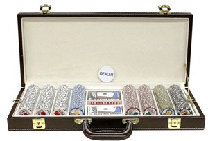 400PC 9GRAM PRO LAS VEGAS CLAY POKER CHIP SET WITH DELUXE GENIUNE LEATHER CASE