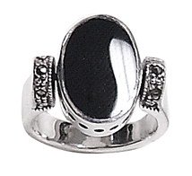 Sterling Silver Reversible Onyx and Mother of Pearl Inlay Ring