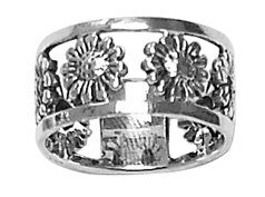 Sterling Silver Open Flower Band Ring Womens size 8
