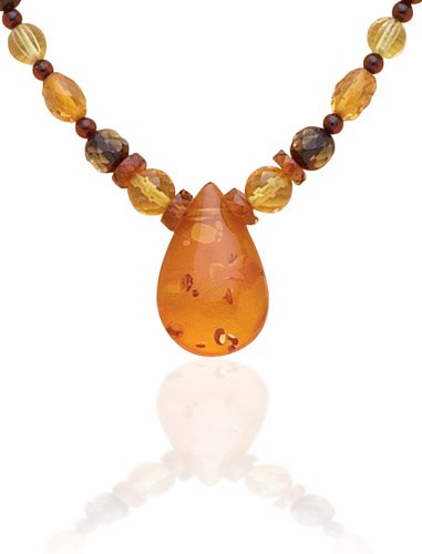 Elegant Multifaceted Amber Necklace with large a Amber Teardrop centerpiece