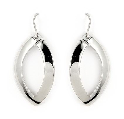 Classy Ferroni High Polished Oval Hoop Curved Dangle with French Hook