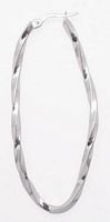 Italian Design .925 Sterling Silver Long Twisted Hoop Earrings