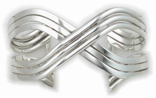 Sterling Silver Large High Polished "X" Strand Cuff