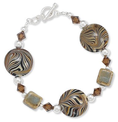 Sterling Silver Australian Crystal Bead Toggle Bracelet