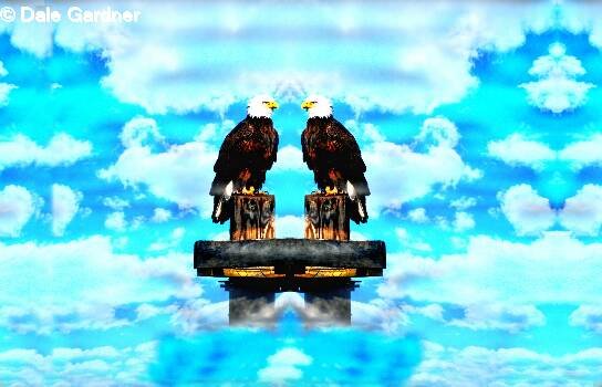 Two Bald Eagles Above The Clouds Item 002, 16 x 24 Print
