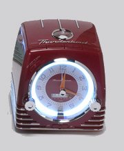 TELEMANIA Ford Thunderbird Retro Neon Alarm Clock Radio with CD Player - Red