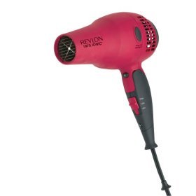 Revlon RV402 Ionic Retractable Cord 1875 Watt Dryer with Worldwide Dual Voltage, Red/Black