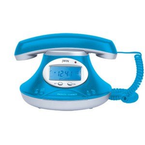 Jwin Vintage Design Jumbo Caller ID Telephone wiht Alarm Clock, Blue
