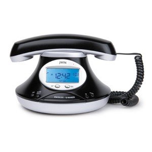 Jwin Vintage Design Jumbo Caller ID Telephone With Alarm Clock, Black