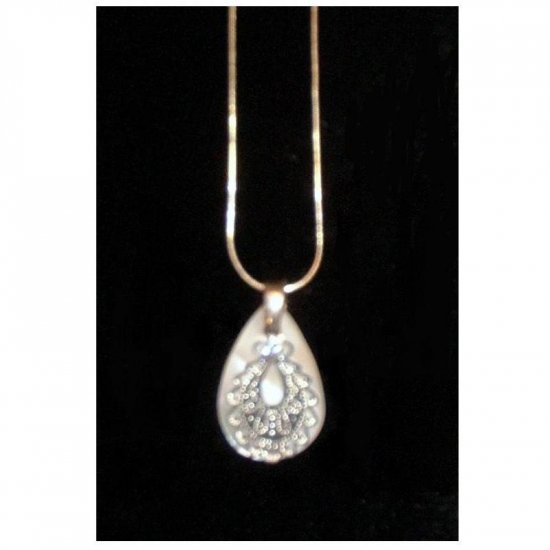 Silver Pearly Drop Sparkling Necklace Celebrity New