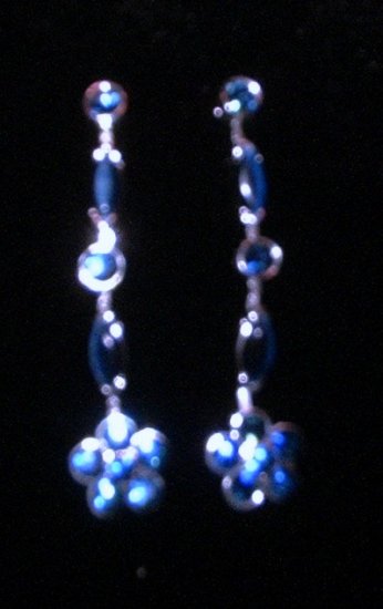 Genuine Crystal Blue Drop Earrings Earring Earing and Bracelet Set