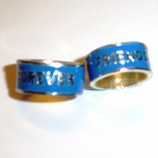 2 Silver and Blue Fun Fashion Friends Forever Ring Rings Sz 6