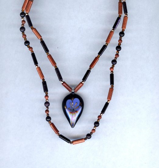 Blue & Brown Goldstone Necklace