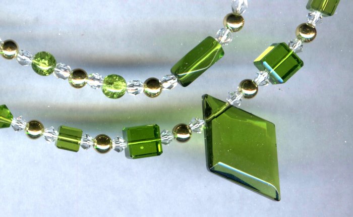 Green and Gold Necklace and Earring set