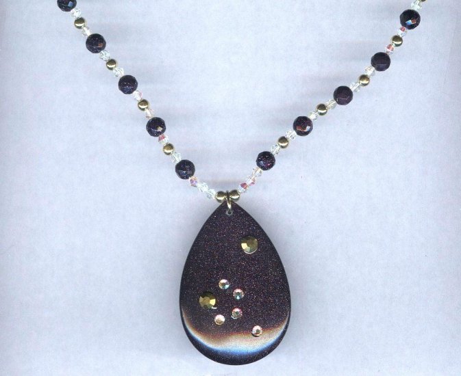 Blue Goldstone Necklace - Earring set