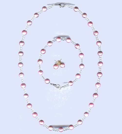 Matching Bead Necklace - Bracelet - Earring Set