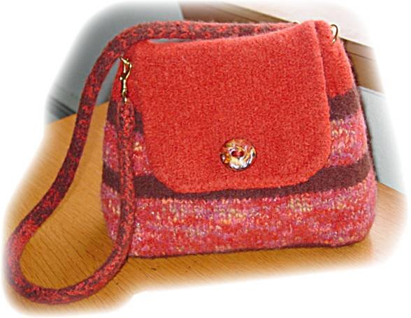 Felted Wool Purse Paprika Artist Hand Made fully lined with pocket