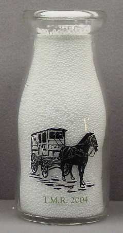 MILK BOTTLE 1/2 PT 2 color TMR CONVENTION 2004 MINT MILK DELIVERY WAGON mr7