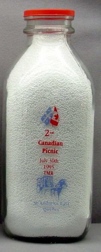 MILK BOTTLE 2 COLOR 2nd CANADIAN PICNIC, JULY 30 1995 mint mr4 Read FAQ at