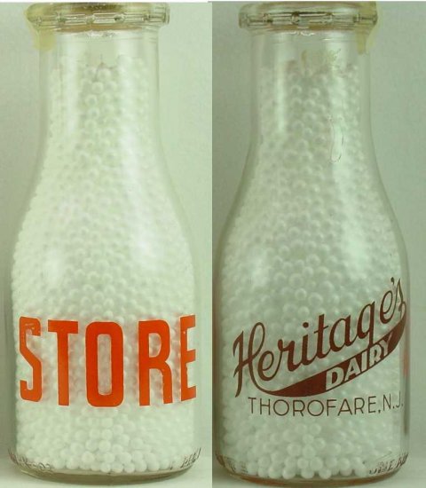 HERITAGE DAIRY, Thorofare, NJ milk bottle 2 color Mint pyro rd pt p192 read FAQ more Milk Bottles