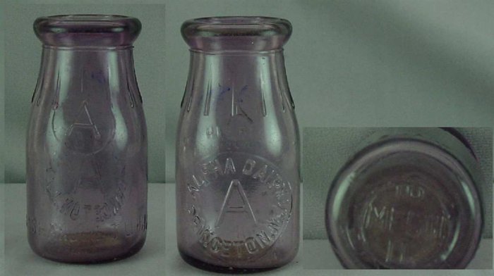 ALPHA DAIRY, Princeton, NJ – Vintage Milk Bottle – Embossed HP p485read FAQ - Thatcher Purple