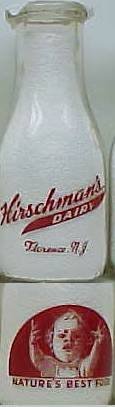 HIRSCHMAN'S DAIRY, Florence, NICE BABYPIX Milk Bottle Pyr Pt Mint p1read FAQ