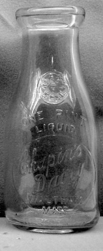 CHAPIN'S DAIRY, Waltham, MASS Mass T seal â Milk Bottle â Emb Pt E+ p504/468 read faq
