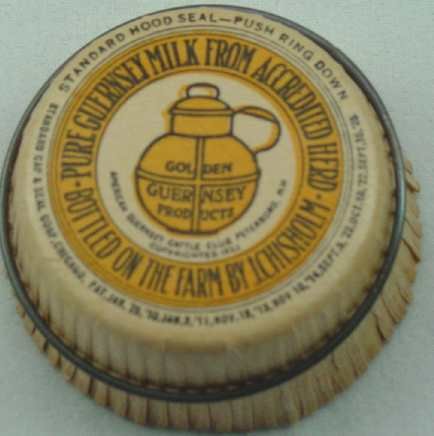 J. CHISHOLM PURE GUERNSEY PRODUCTS, METAL RING, MILK BOTTLE CAP, Mc44-Quantities available readon