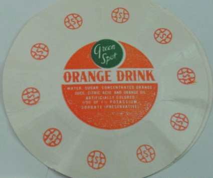 GREEN SPOT, ORANGE DRINK, MILK BOTTLE CAP, Mc2-Quantities available read on