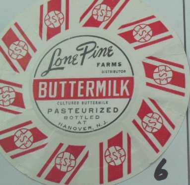 LONE PINE FARMS, NJ, BUTTERMILK, MILK BOTTLE CAP, Mc6-Quantities available read on