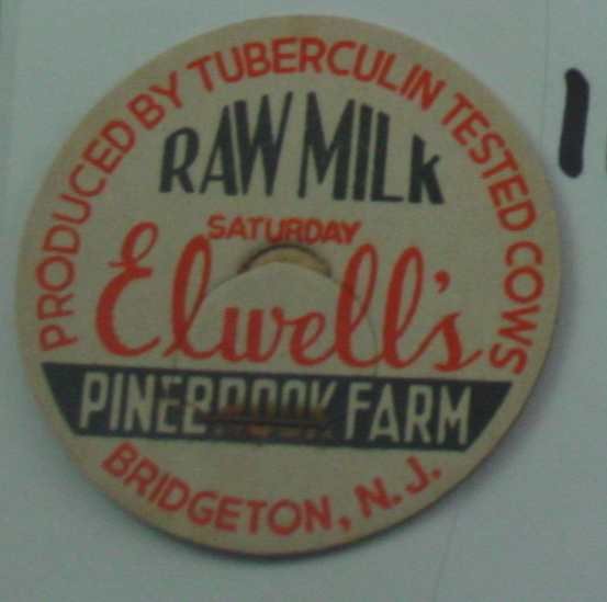 ELWELLS PINEBROOK FARM, NJ, RAW MILK, MILK BOTTLE CAP, Mc11-Quantities available read on