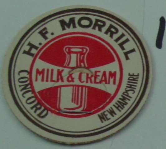 H. F. MORRILL, HEAVY CREAM, MILK BOTTLE CAP, Mc14-Quantities available read on