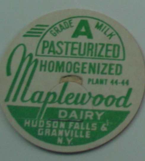 MAPLEWOOD DAIRY, NY, GRADE A PAST. HOMOG., MILK BOTTLE CAP, Mc17-Quantities available read on