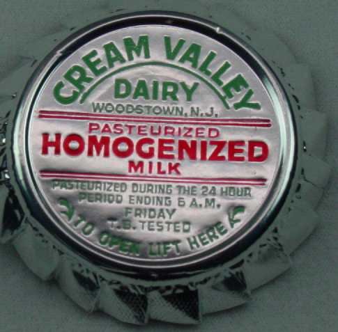 Cream Valley Dairy, NJ, Silver Aluminum Cap, MILK BOTTLE CAP, Mc27-Quantities avail read on