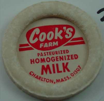 COOKâS FARM, CHARLTIN, MASS., PAST. HOMOG. MILK, MILK BOTTLE CAP, Mc29-Quantities avail