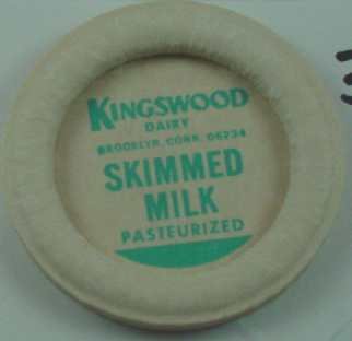 KINGSWOOD DAIRY, BROOKLYN, CONN, SKIMMED MILK, MILK BOTTLE CAPS, Mc35-Quantities avail