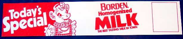 ELSIE BORDEN HOMOGENIZED MILK PAPER SIGN ncs-110
