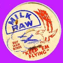 WAR SLOGAN MILK BOTTLE CAP, AIRPLANES, RARE sc29