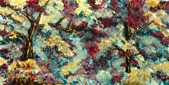 Oriental Trees, reproduction, Jill Saitta, 4x8