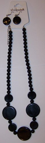 Black Necklace with Round Flat Beads