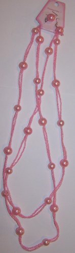 Long Pink Beaded Necklace