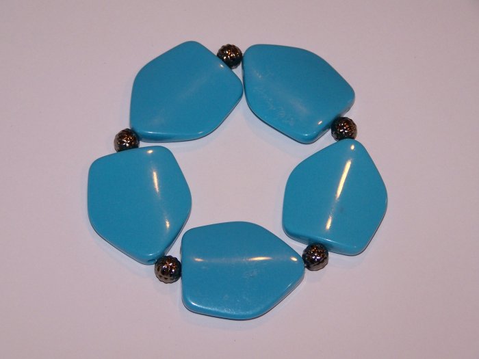 Blue Large Beaded Bracelet